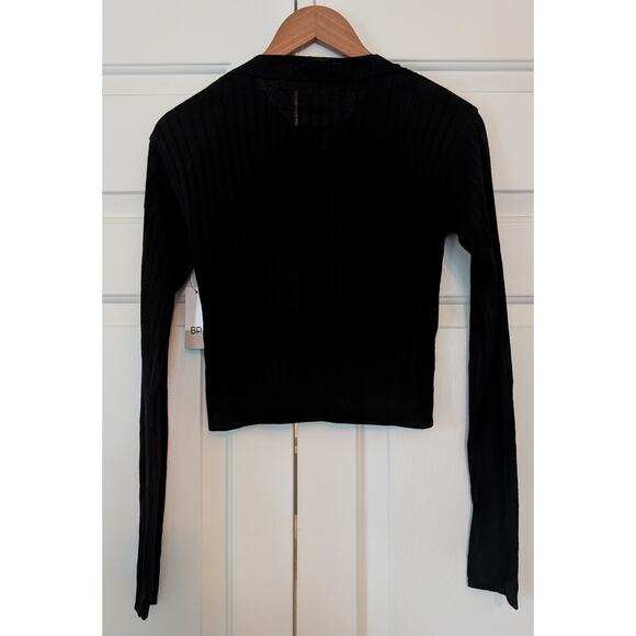 BP. Reagan Ribbed Crop Top Sweater Black NEW - Picture 6 of 6